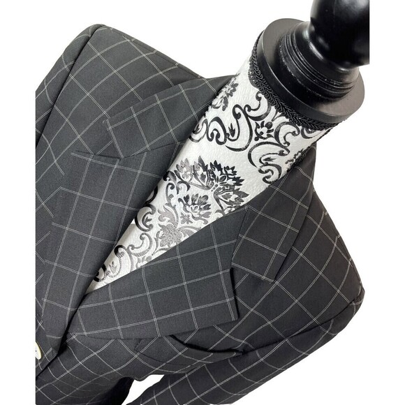 ESCADA MARGARETHA LEY 100% New Wool BLAZER WINDOWPANE Black/White Small Clueless - Picture 3 of 15